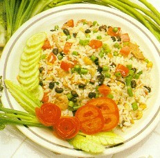 สูตรอาหารจานเดียว – ข้าวผัดสามสี