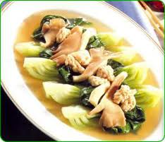 สูตรอาหารเจ – ผัดผักกาดฮ่องเต้เห็ดนางฟ้า