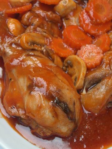 สูตรอาหาร – น่องไก่อบมะเขือเทศ