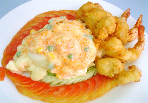 สูตรอาหาร – สลัดกุ้งทอด