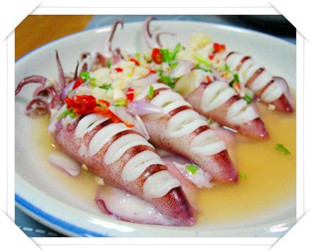 สูตรอาหาร – ปลาหมึกนึ่งมะนาว